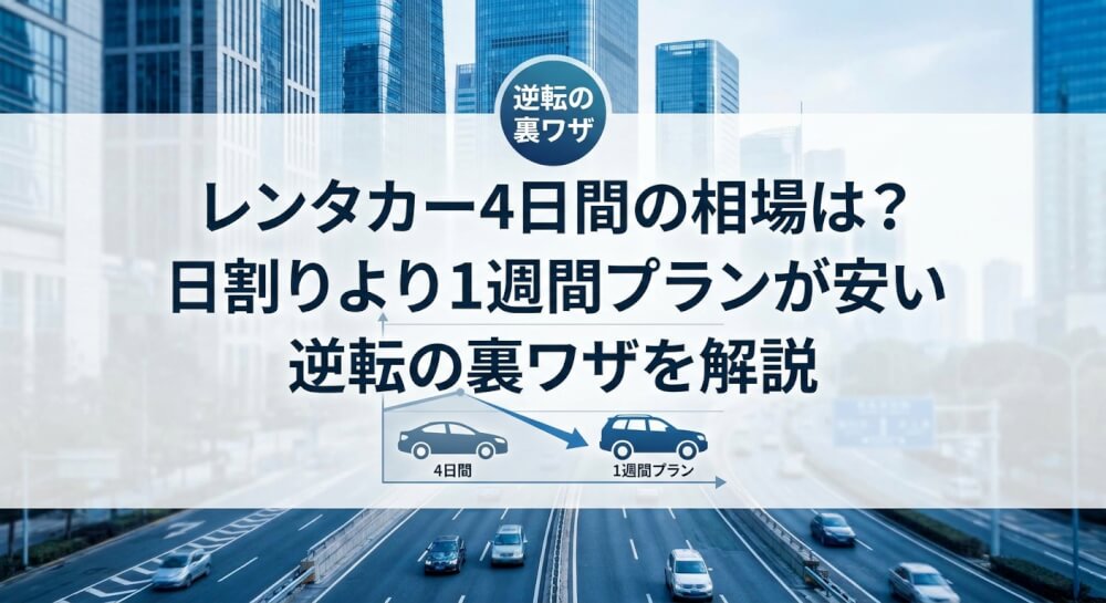 レンタカー4日間の相場は？日割りより1週間プランが安い逆転の裏ワザを解説